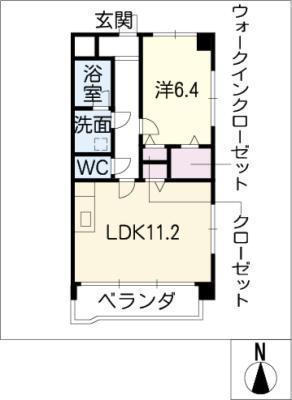オアシス高畑(1LDK/3階)の間取り写真