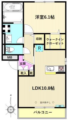 ウィステリアブーケB(1LDK/2階)の間取り写真