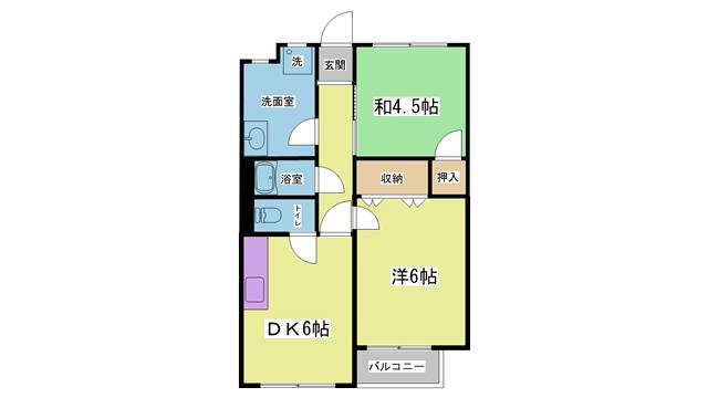 南五葉ハイツ(2DK/2階)の間取り写真