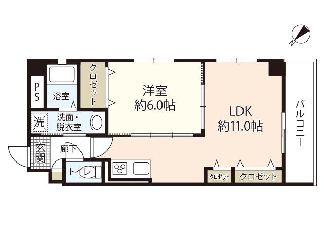 ASHIYA VIVID 海田(1LDK/4階)の間取り写真
