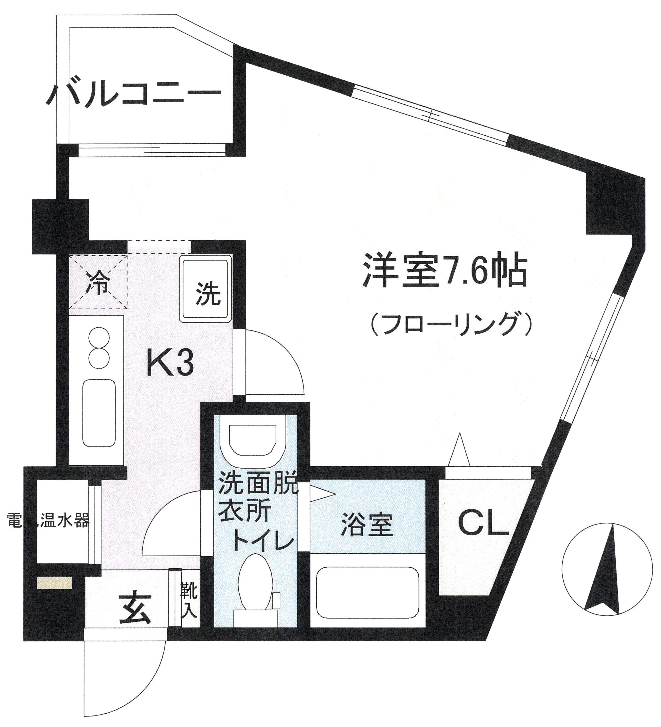 ドミール江古田(1K/3階)の間取り写真