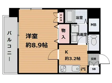 パラッツォ ディ モデルノ(1K/6階)の間取り写真