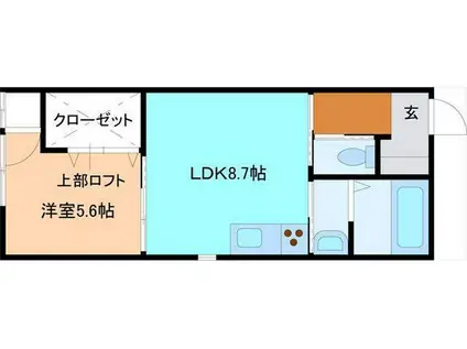 コンフォーティアS(1LDK/2階)の間取り写真