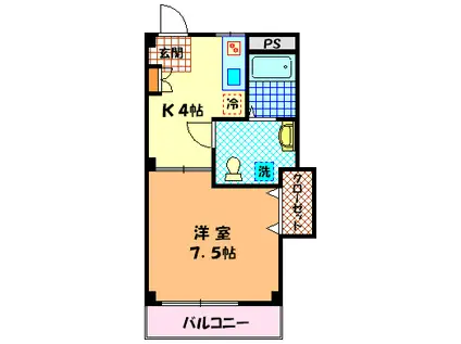 川口タウンハイツB棟(1K/3階)の間取り写真