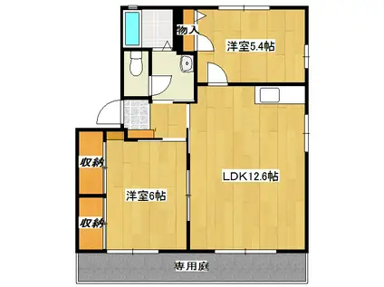 三洋タウン水巻 C棟(2LDK/1階)の間取り写真