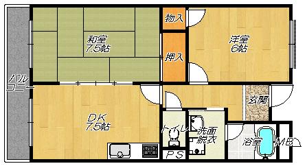 エスポワール(2DK/3階)の間取り写真