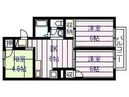 セジュール高井(3DK/2階)の間取り写真