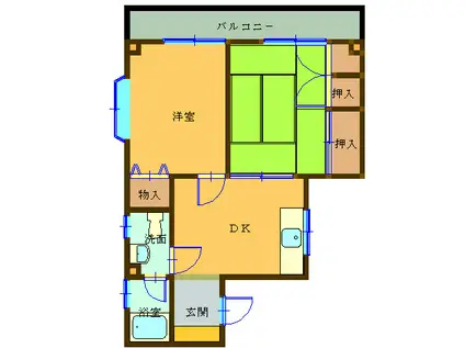 ルミナス広(2DK/2階)の間取り写真