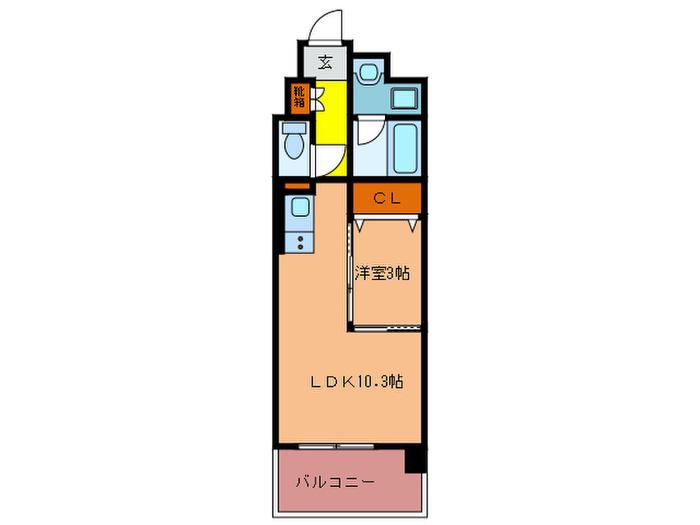 カメリアライジング博多(1LDK/7階)の間取り写真
