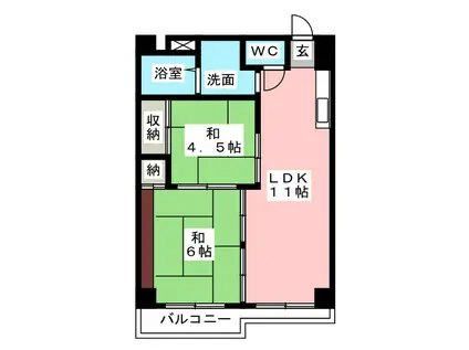 ハイタウンみずほI(2LDK/7階)の間取り写真