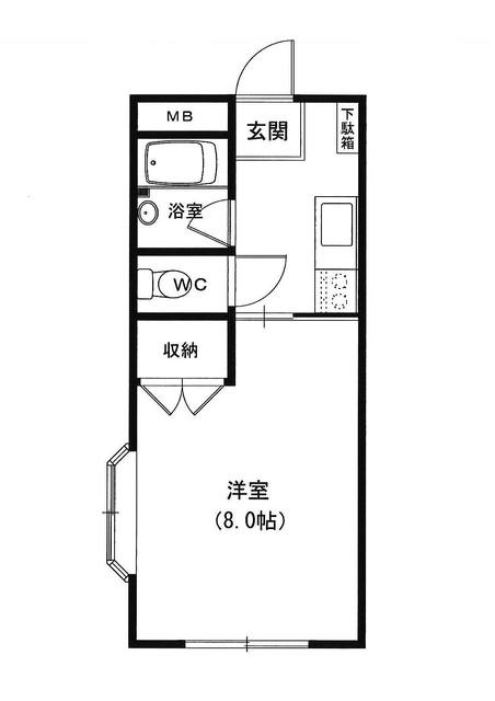 上岩崎レジデンス(1K/3階)の間取り写真