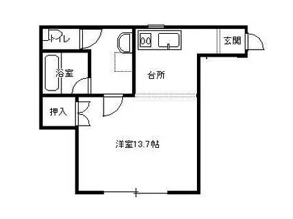 コーポタカヨ(ワンルーム/1階)の間取り写真