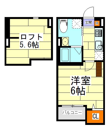 CELESTE九条南(1K/1階)の間取り写真