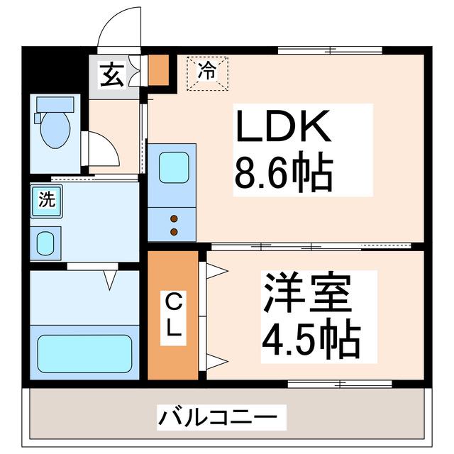 VERENA保田窪本町(1LDK/5階)の間取り写真