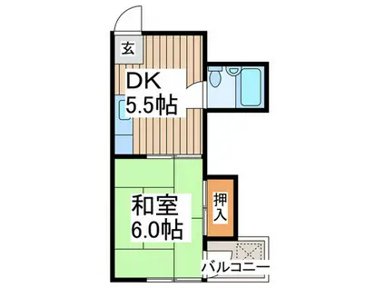 松本ビル(1DK/3階)の間取り写真