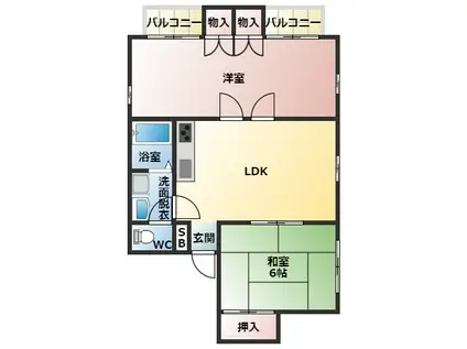 ラ・コートはびきの(2LDK/3階)の間取り写真