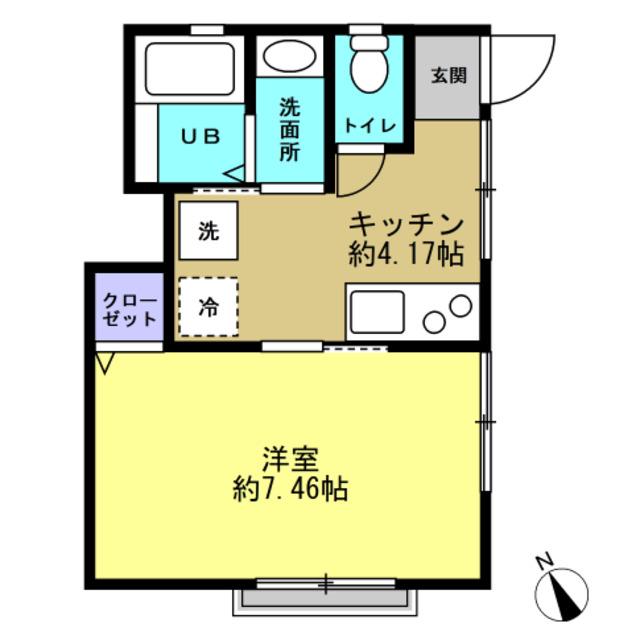 小田急線 狛江駅 徒歩11分 2階建 築31年(1K/2階)の間取り写真