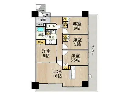 フロンティアタワー日本橋(4LDK/4階)の間取り写真