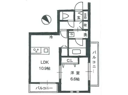 岩波ビル(1LDK/4階)の間取り写真
