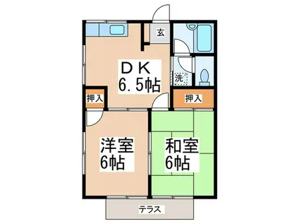 シティハイムII(2DK/1階)の間取り写真
