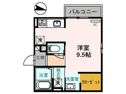 フェリスV(ワンルーム/2階)の間取り写真