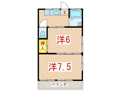 白百合ハイツ(2K/2階)の間取り写真