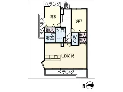 ライオンズマンション岐阜北方 201号(2LDK/2階)の間取り写真