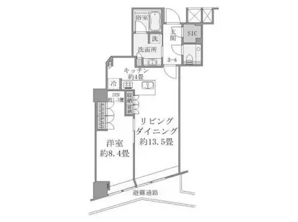 ブリリアタワー堂島(1LDK/45階)の間取り写真