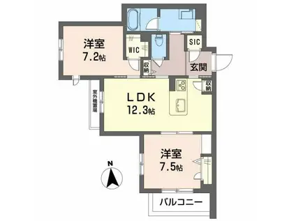 サウスMAISONさくら(2LDK/3階)の間取り写真