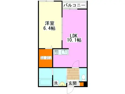 LILIA飯塚(1LDK/1階)の間取り写真