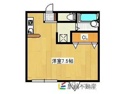 ロイヤルハイツE棟(ワンルーム/2階)の間取り写真