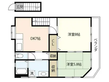 市場アパート(2DK/2階)の間取り写真