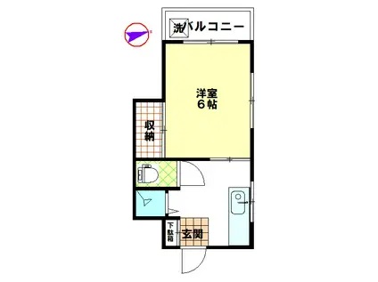 旭ハイム(1K/2階)の間取り写真