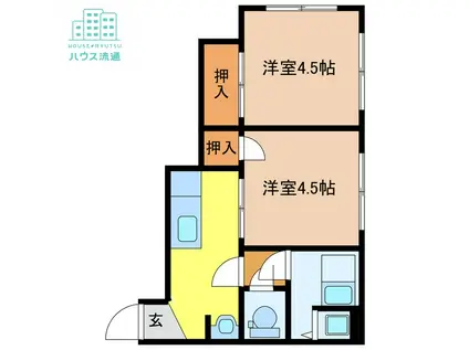 魚の町七福ビル(2K/5階)の間取り写真