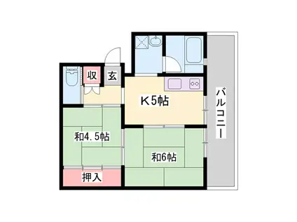 ビレッジハウス福崎(2DK/5階)の間取り写真