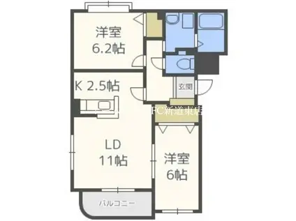 ノーヴァ32D(2LDK/3階)の間取り写真