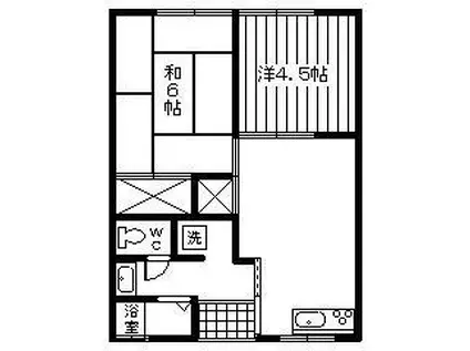 ワンフレンド出北(2DK/1階)の間取り写真
