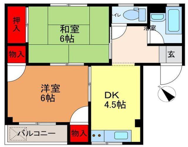 野里マンション(2DK/5階)の間取り写真