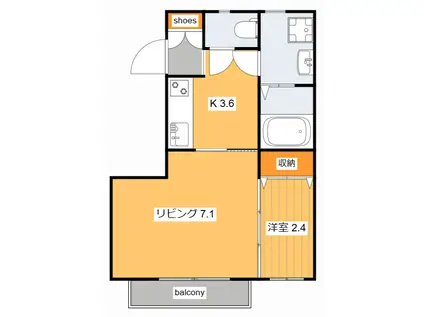 STUDIO脇岡(1LDK/2階)の間取り写真