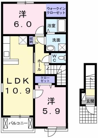 アンジェリカ・セカンド(2LDK/2階)の間取り写真