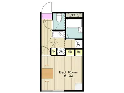 レオパレスクレスト(1K/1階)の間取り写真