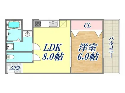 林マンション(1LDK/4階)の間取り写真