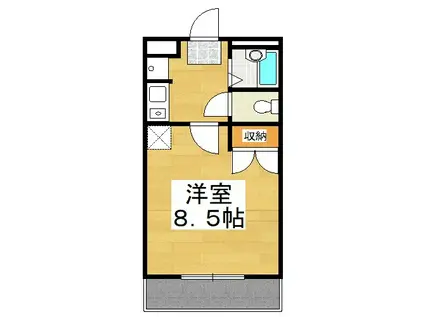 フローラ都紀Β(1K/2階)の間取り写真