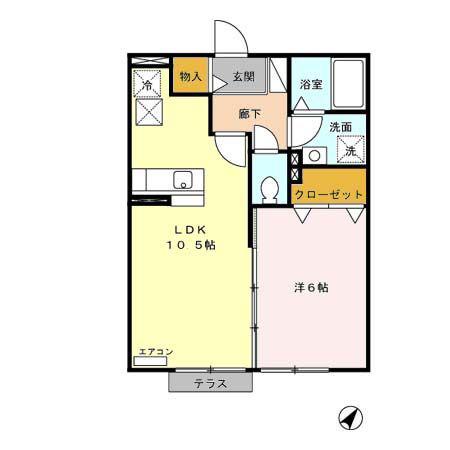 フジコーコ波木A(1LDK/1階)の間取り写真