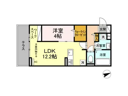 DーROOMやはた(1LDK/1階)の間取り写真