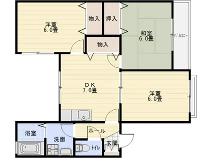エステートピアタナカ1(3DK/1階)の間取り写真
