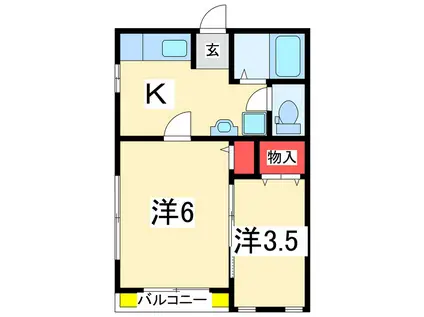 グラントム新和III(2K/2階)の間取り写真