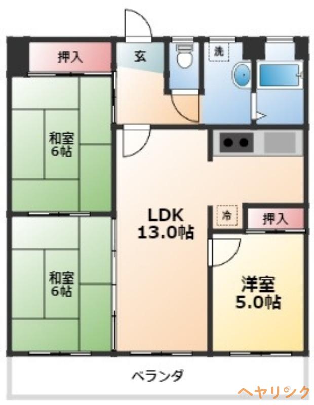 グランドミール中小田井(3LDK/4階)の間取り写真