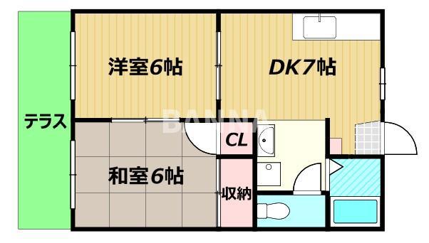 グリーンハウス(2DK/1階)の間取り写真