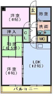 ミラベル元植田(3LDK/2階)の間取り写真